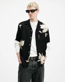 Lachaise Floral Print Relaxed Fit Shirt Jet Black ALLSAINTS US at All Saints
